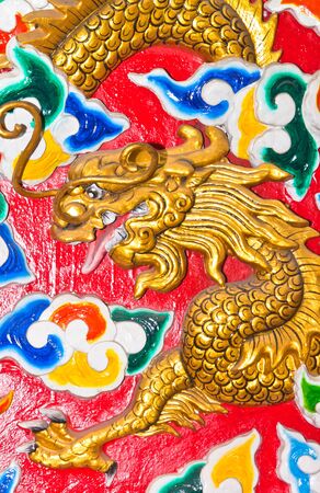 The beautiful dragon sculpture in the china temple. の写真素材