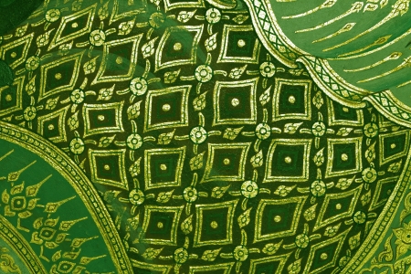 Vintage traditional Thai style art painting on temple for background の写真素材