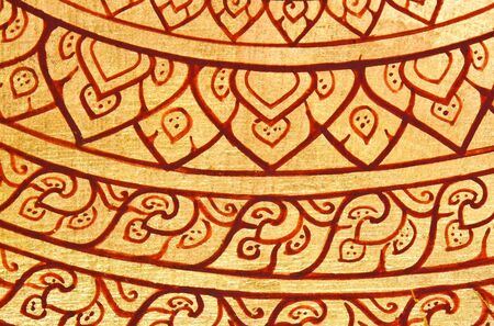 Vintage traditional Thai style art painting on temple for background  The site is open to the public...