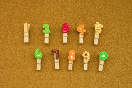 clothespin  on wooden backgroundの写真素材