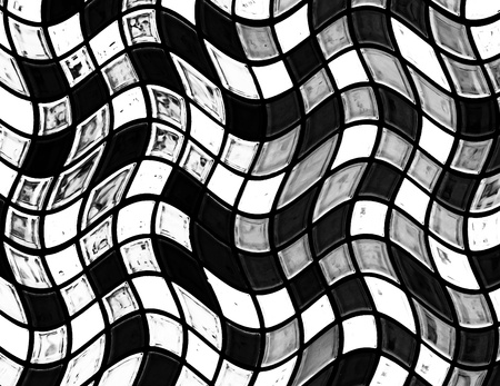 abstract black and white mosaic tiled backgroundの写真素材