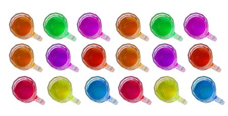 Glass cup of color tea backgroundの写真素材