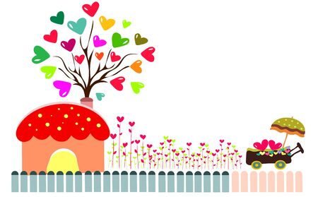 tree with hearts backgroundのイラスト素材