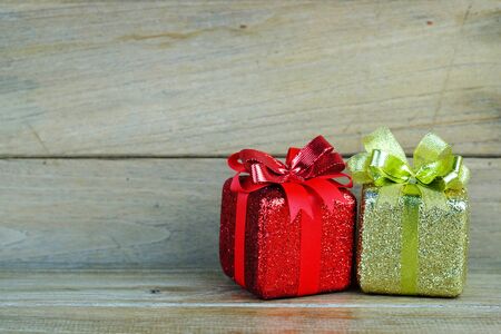 Close up of important day with gift box on wood background concept. Empty and blank space with vintage style.の写真素材