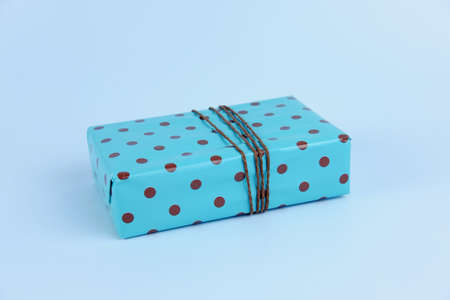 Beautiful gift box in important day on white background, top view and selective focus.の写真素材