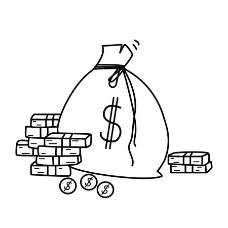 Doodle vector illustration of money, business and finance concept.の写真素材