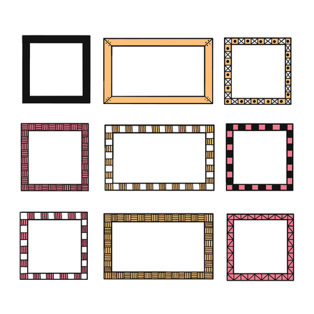 Hand drawn of Frames doodle set, banner square, vector illustration design.の写真素材