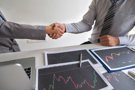 shaking hands, A team of business executives are planning consultations about business investments...