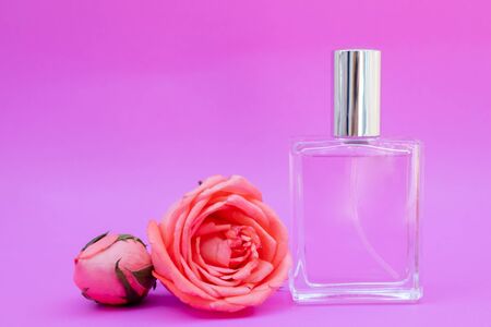 Essential oil in bottles extracted from rose.の写真素材