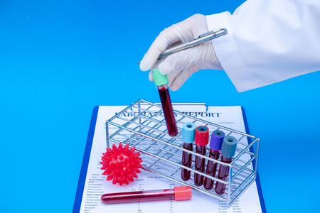Professional doctors perform COVID-19 tests from samples of blood tests to diagnose coronary virus...