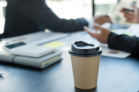 Meeting business team leaders about charts, financial graphs showing results are analyzing and calculating planning strategies, business success building processes.の写真素材