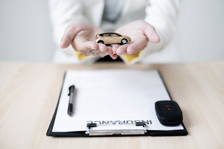 Car Dealer concept Car insurance, loans and Car rentals.の写真素材