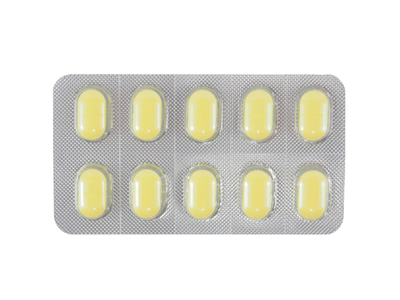 Top view of Antibiotics (Clarithromycin) tablets in blister pack isolated on white background.の写真素材