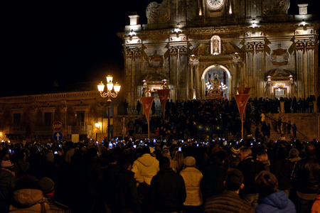 Historical event for Palazzolo Acreide, the Jubilee of Mercy The Semblance of St. Paul for the first time in history is brought inside the Basilica of San Sabastianoのeditorial素材