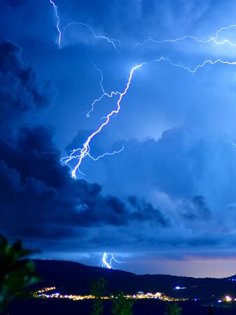 Dangerous storm with lightning and lightningの写真素材
