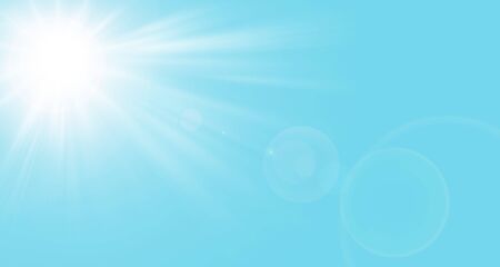High sun in the blue skyの写真素材