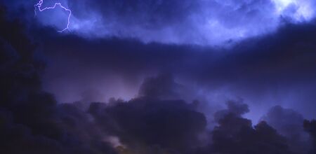 Dangerous lightning storm in the dark of night