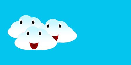 Speech bubble with clouds on a light blue backgroundの写真素材