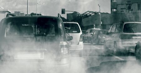 Smog in city trafficの写真素材