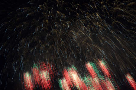 Red, green and yellow fireworks