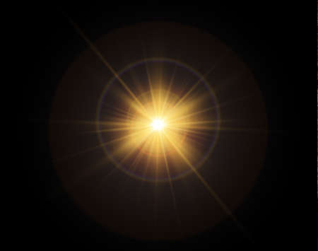 light on black background.Lens flare light on black background.