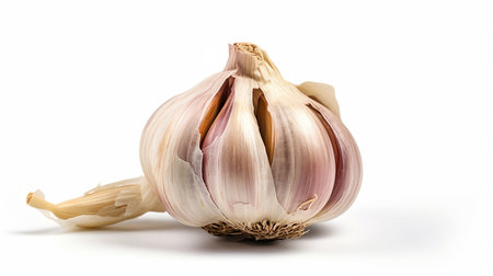 Whole garlic on a white background, AI generative.の素材