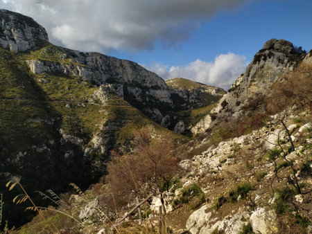 Mountain landscape in the Pyrenees of Huesca, Aragon, Spainの写真素材