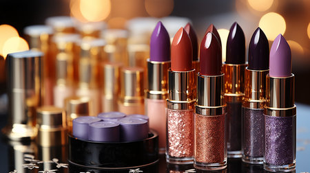 Lipsticks on a black background. 3d rendering, 3d illustration.の素材