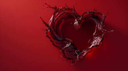Passion Red: Heart Made of Red Wine, Unique Valentine's Day Wishes on an Intense Red Background. Oenological Eleganceの素材