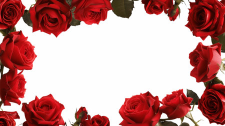 Red roses isolated on white background with copy space for your text.の素材