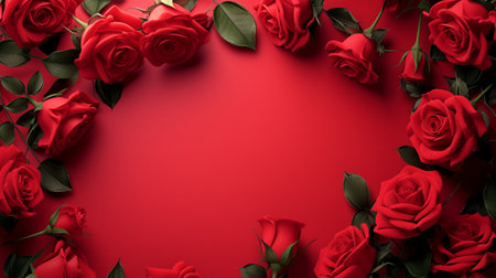 Valentine's Day background with red roses. 3d renderingの素材