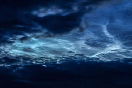 In summer, raise your eyes above the horizon, silver cloudsの写真素材