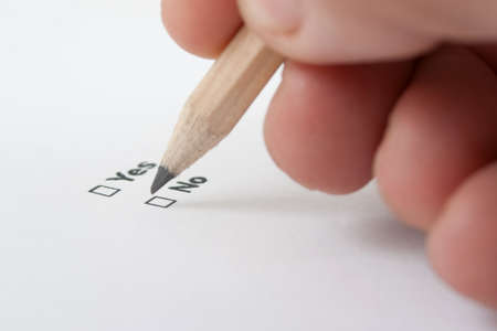 yes or no decition checkbox made with pencilの写真素材