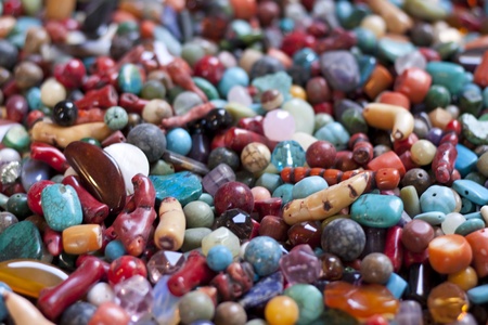 a bunch of small color beades macro shotの写真素材