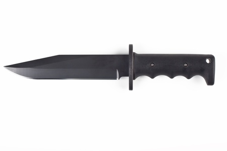 black commandos knife isolated on whiteの写真素材