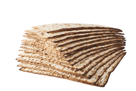 Matzot for pesach isolated on white backgroundの写真素材