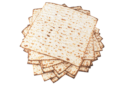 Matzot for pesach isolated on white backgroundの写真素材