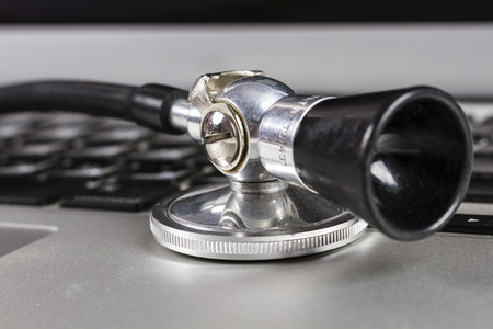 Black Stethoscope Closeup Isolated on White Background