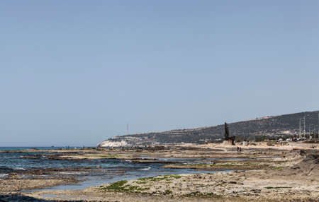 Beautiful day on beach looking at seaの写真素材