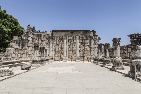 Beautiful image of ruins, old walls and blue skyの写真素材