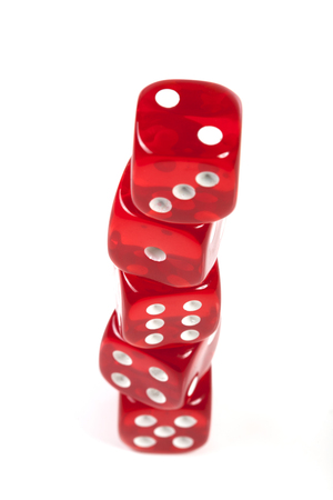 Red Casino Dice Tower Isolated On White Backgroundの写真素材