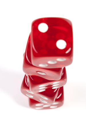 Red Casino Dice Tower Isolated on White Backgroundの写真素材