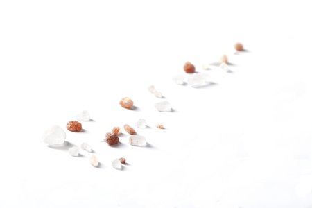 Himalayan Salt Raw Crystals Isolated on White Backgroundの写真素材