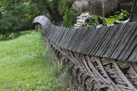 Old Tree Brach Woven Garden Fenceの写真素材