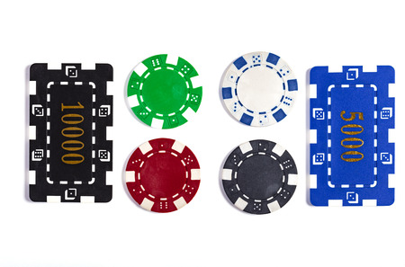 Isolated Casino Chips Round and Rectangularの写真素材