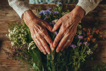 Florist arranging flowers for valentines day bouquetの素材