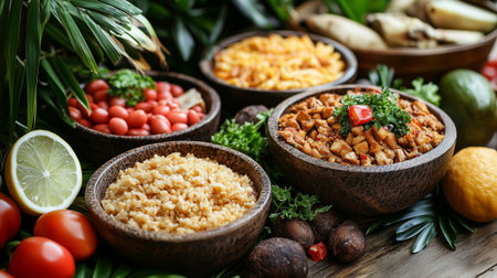 Mauritian cuisine celebration on a table Abolition of Slavery in Mauritiusの素材