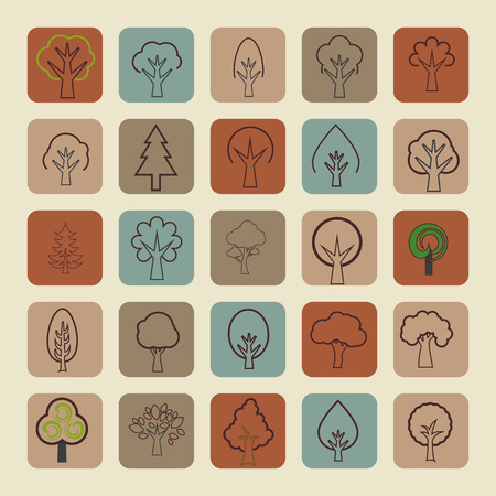 Trees icon setのイラスト素材