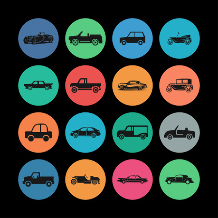 retro car icon setのイラスト素材