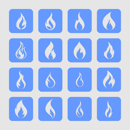 fire flame hot icon setのイラスト素材